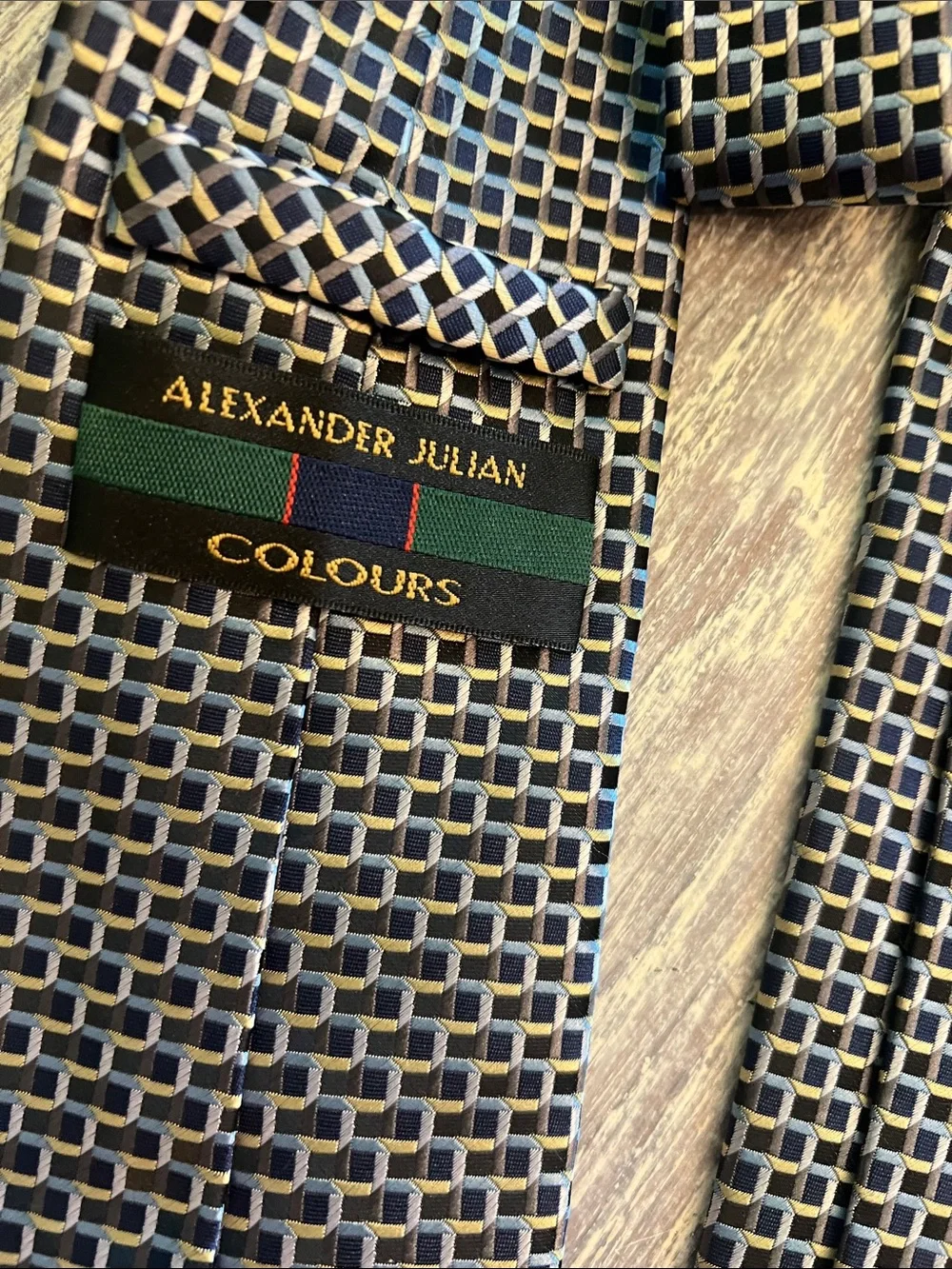 Assorted Men's Blue Patterned Silk and Polyester Ties. Set of 4